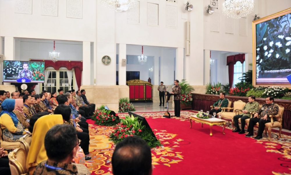 Presiden Jokowi saat memberikan arahan pada acara Pencanangan Pelaksanaan Sensus Penduduk 2020 di Istana Negara Jumat siang.