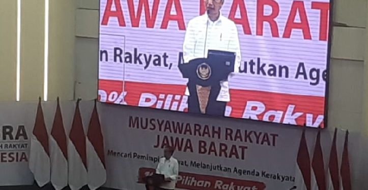 Presiden Jokowi saat menghadiri Musyawarah Rakyat Jawa Barat di Bandung