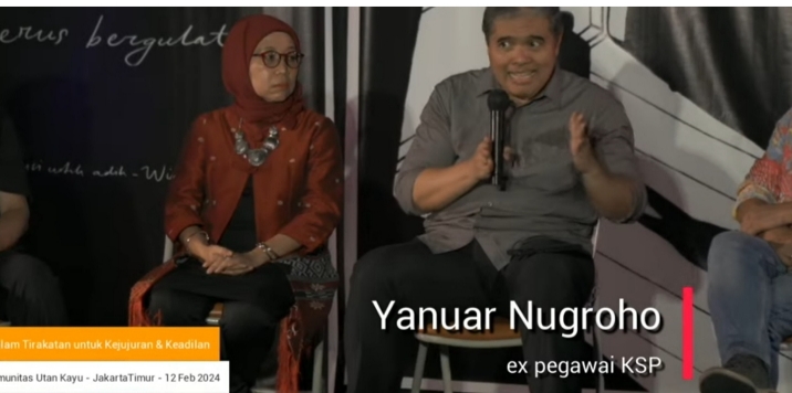 Tangkapan foto Amelia saat berada di Konferensi Pers pada Senin, (12/2/2024) di Komunitas Utan Kayu, Kota Jakarta Timur.