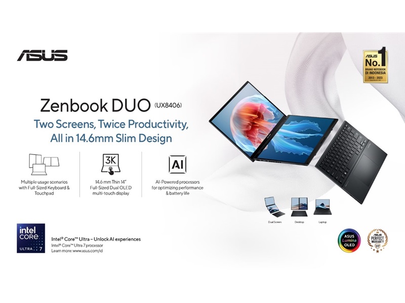 ASUS Zenbook DUO, Laptop Dual-Screen OLED Terbaik di Dunia