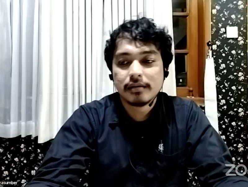Tangkapan foto Jamil pada diskusi virtual pada Senin, (18/3/2024).