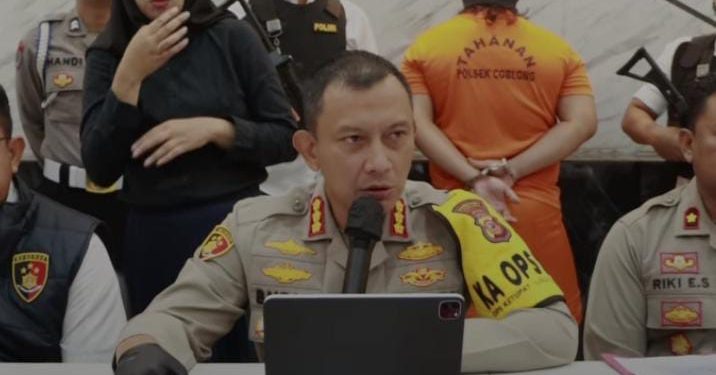 Kapolrestabes Bandung, Kombes pol Budi Sartono saat konferensi pers kasus pembunuhan di apartemen Jardin, Kota Bandung