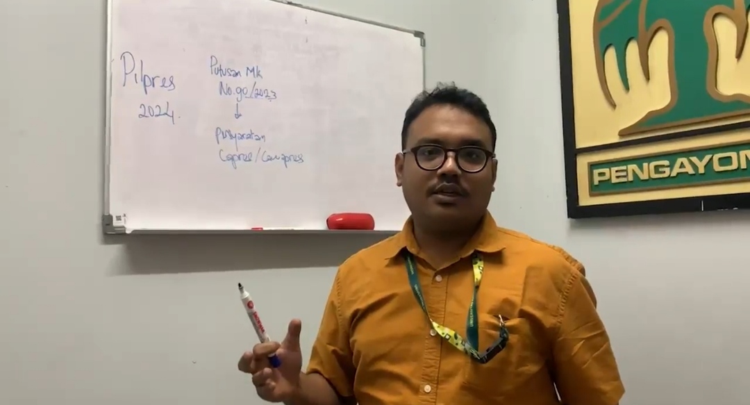 Tangkapan foto Akademisi Hukum Tata Negara Universitas Katolik Parahyangan, Valerinus pada Jumat, (9/5/2024).