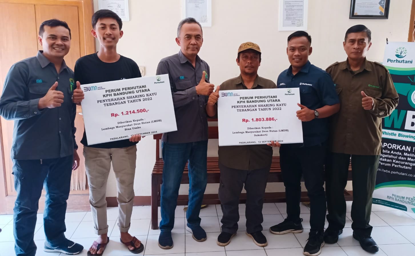 Perhutani Serahkan Sharing Produksi Hasil Hutan Kayu Kepada 7 LMDH Di Bandung Utara