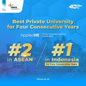 BINUS University Jadi Universitas Terbaik Nomor 2 di ASEAN 5