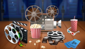 Ilustrasi serba-serbi bioskop (Sumber: Macrovector/ Freepik)
