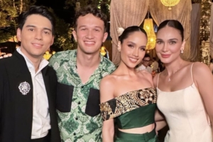 Tampilan Serba Hijau Cinta Laura di Pernikahan Luna Maya dan Maxime Bouttier 1
