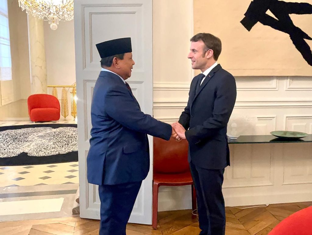 Tangkapan foto Prabowo dan Macron. (Sumber: Kemenhan RI)