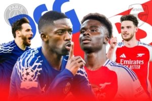 Poster PSG vs Arsenal. (Sumber: The Sun)