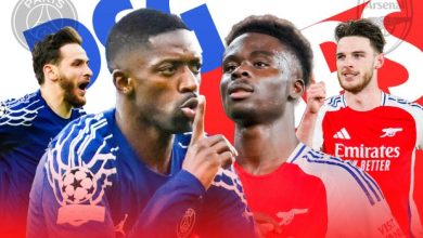 Poster PSG vs Arsenal. (Sumber: The Sun)