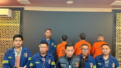 Konfersi pers kasus pemalakan yang dilakukan Kadin Cilegon. (Sumber: Polda Banten)