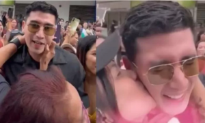 Tangkapan foto Verrel Bramasta yang dicium oleh penggemarnya. (Sumber: Instagram Verrel Bramasta)