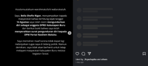 Resmi Mundur, Bella Shofie Pilih Fokus pada Keluarga daripada Politik 5