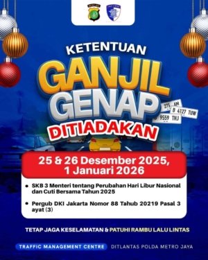 Ganjil Genap DKI Jakarta Ditiadakan Saat Libur Natal dan Tahun Baru 2025–2026 8