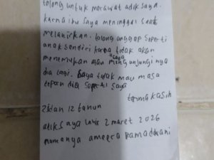 Isi Surat Bocah Buang Adik Berusia 2 Hari (foto/dok.polsek pasar minggu).