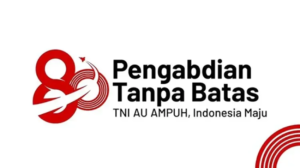 Logo HUT TNI Angkatan Udara 2026. Peringatan tahun ini mengambil tema Pengabdian Tanpa Batas, TNI AU AMPUH, Indonesia Maju. (Foto: @militer.udara)