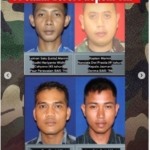 Wajah empat anggota Badan Intelijen Strategis (BAIS) TNI yang menjadi terdakwa