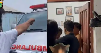 pria tendang ambulans