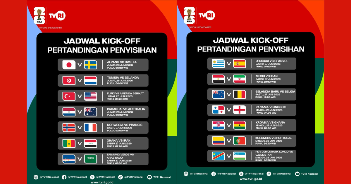 Jadwal Pertandingan Piala Dunia 27 Juni 2026, Ada Laga Prancis dan Spanyol 1 Jadwal Pertandingan Piala Dunia 27 Juni 2026, Ada Laga Prancis dan Spanyol