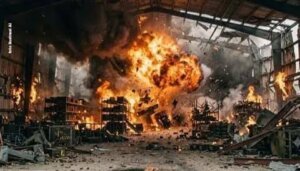 Ilustrasi ledakan gudang amunisi
