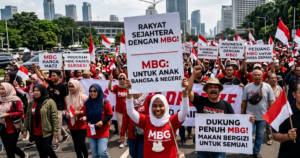 Ilustrasi Demo Dukung MBG Digelar di Gambir Hari Ini, 1.686 Personel Gabungan Disiagakan (Generated AI)