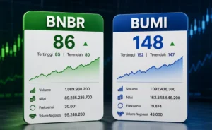 BNBR dan BUMI Diburu Investor, Volume 1,09 Miliar Saham